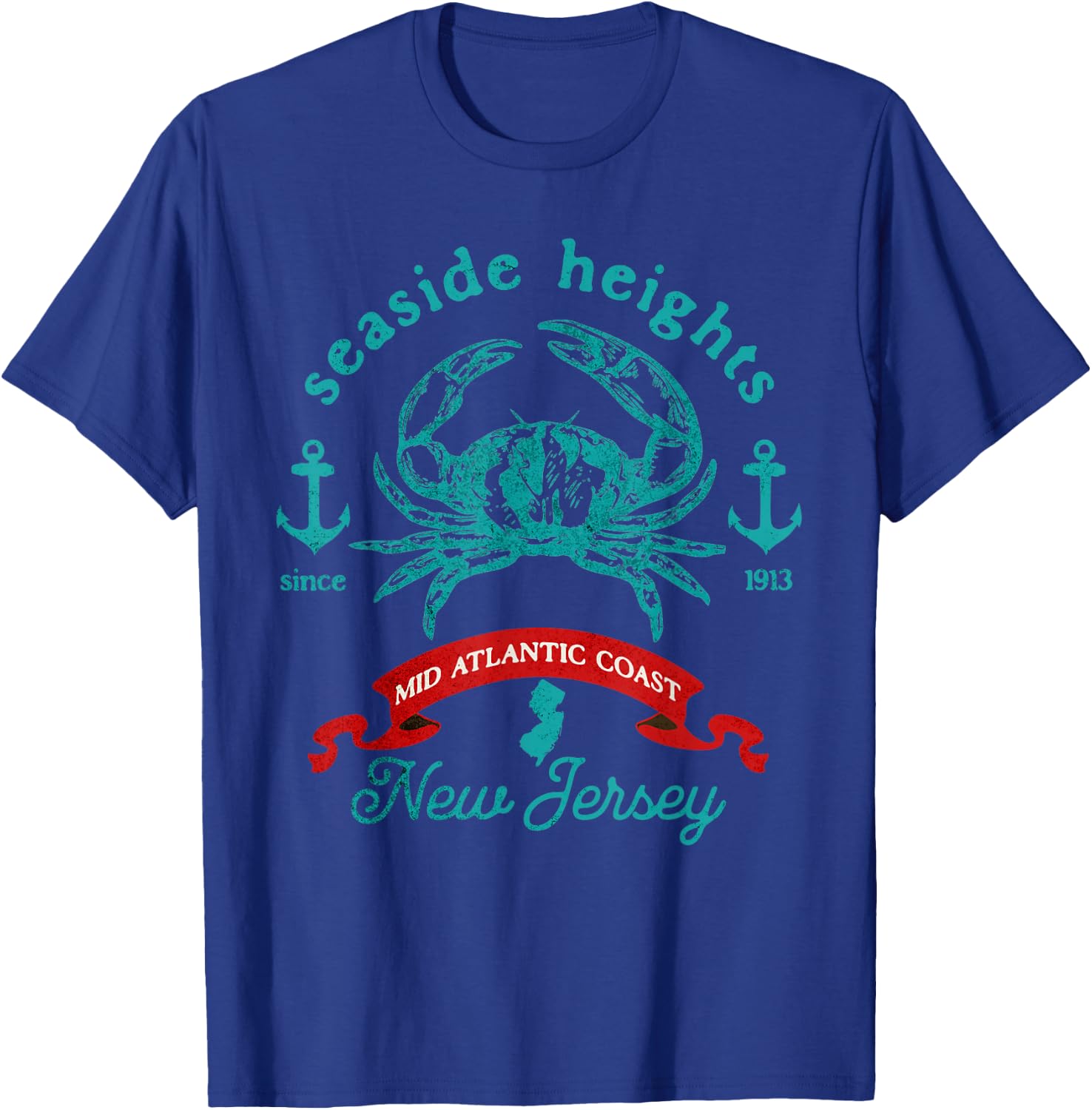 Seaside Heights New Jersey Crab Fishing Vacation Souvenir T-Shirt - T-Shirt | Royal