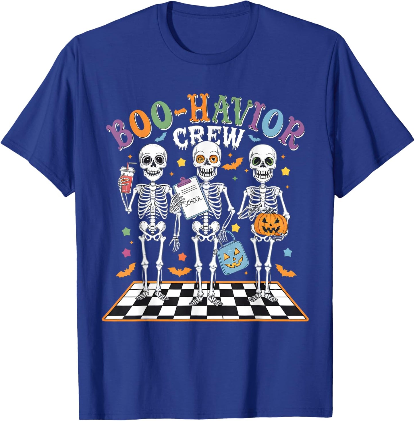 Boo-Havior Crew Behavior Analyst Skeletons Halloween ABA RBT T-Shirt - T-Shirt | Royal
