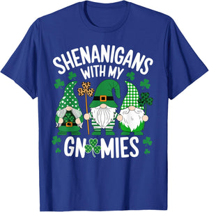 St Patricks Day Lucky Shamrock Leopard Gnomes Irish Women T-Shirt - T-Shirt | Royal