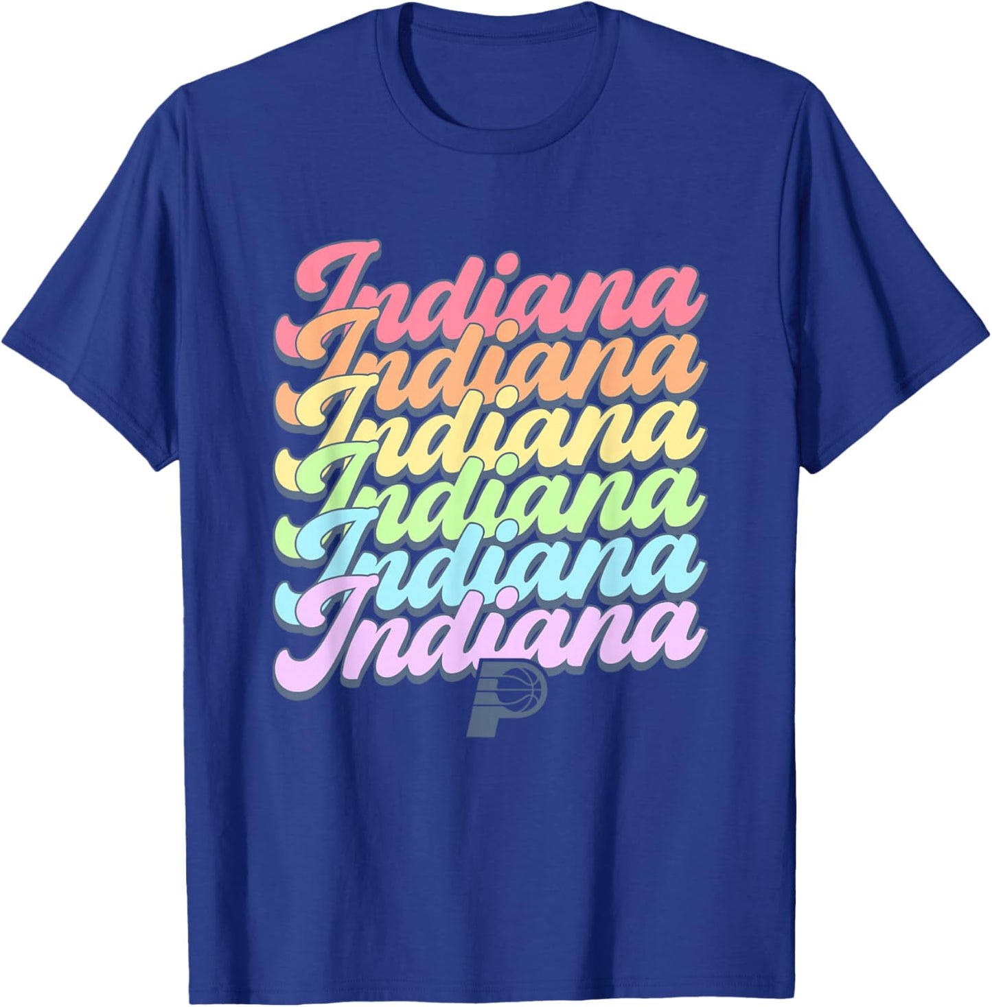 NBA Indiana Pacers Pastel Rainbow Pride Stack T-Shirt - T-Shirt | Royal