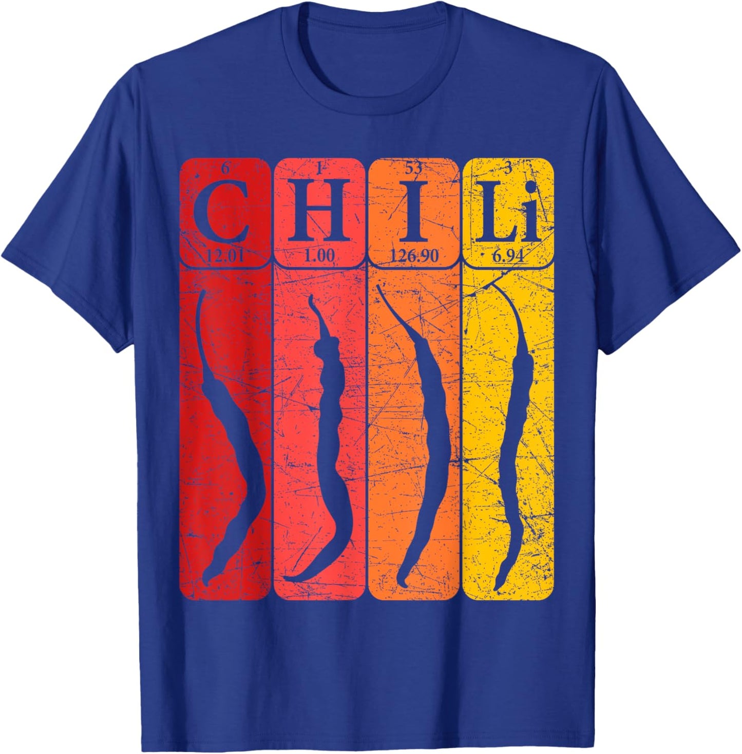 Chili Periodic Table Elements Chili Pepper Spicy Food Retro T-Shirt - T-Shirt | Royal