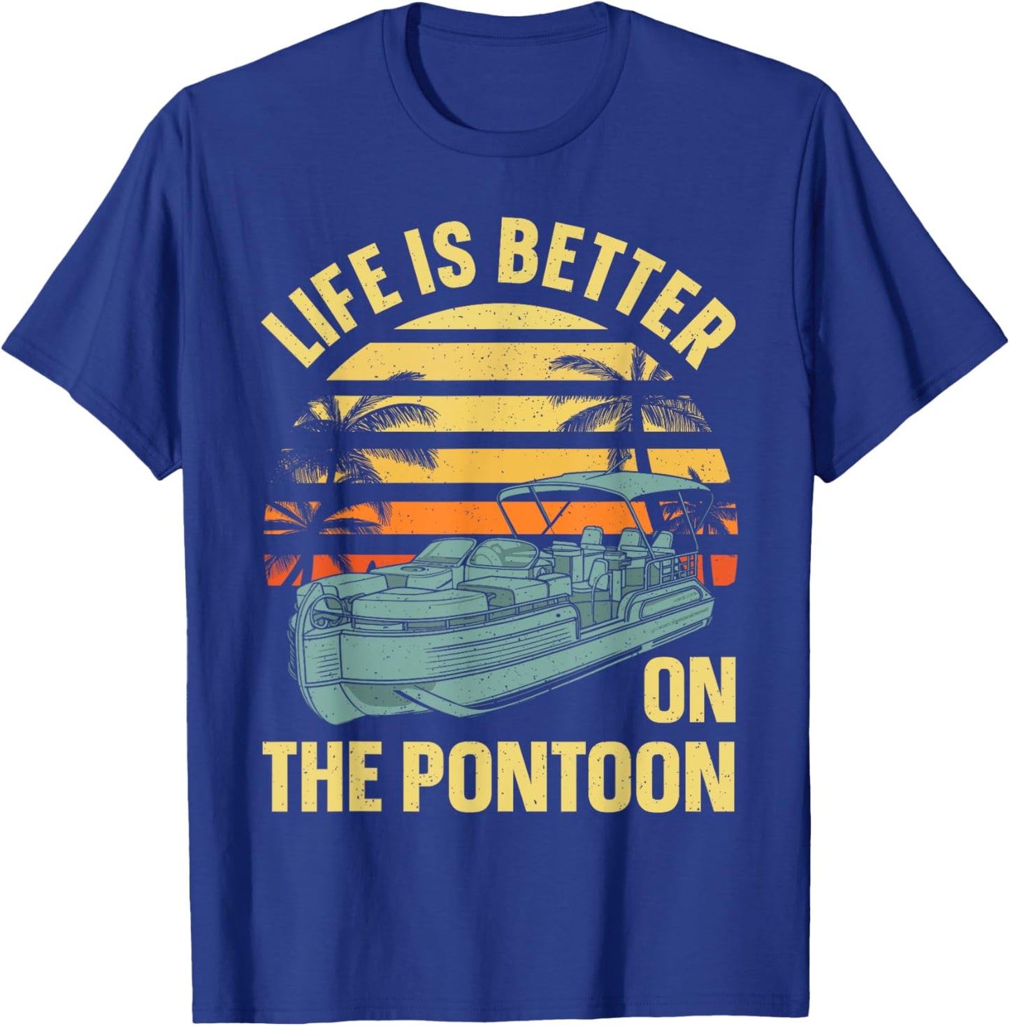 Funny Pontoon Boat Art Women Boating Pontoon Captain T-Shirt - T-Shirt | Royal