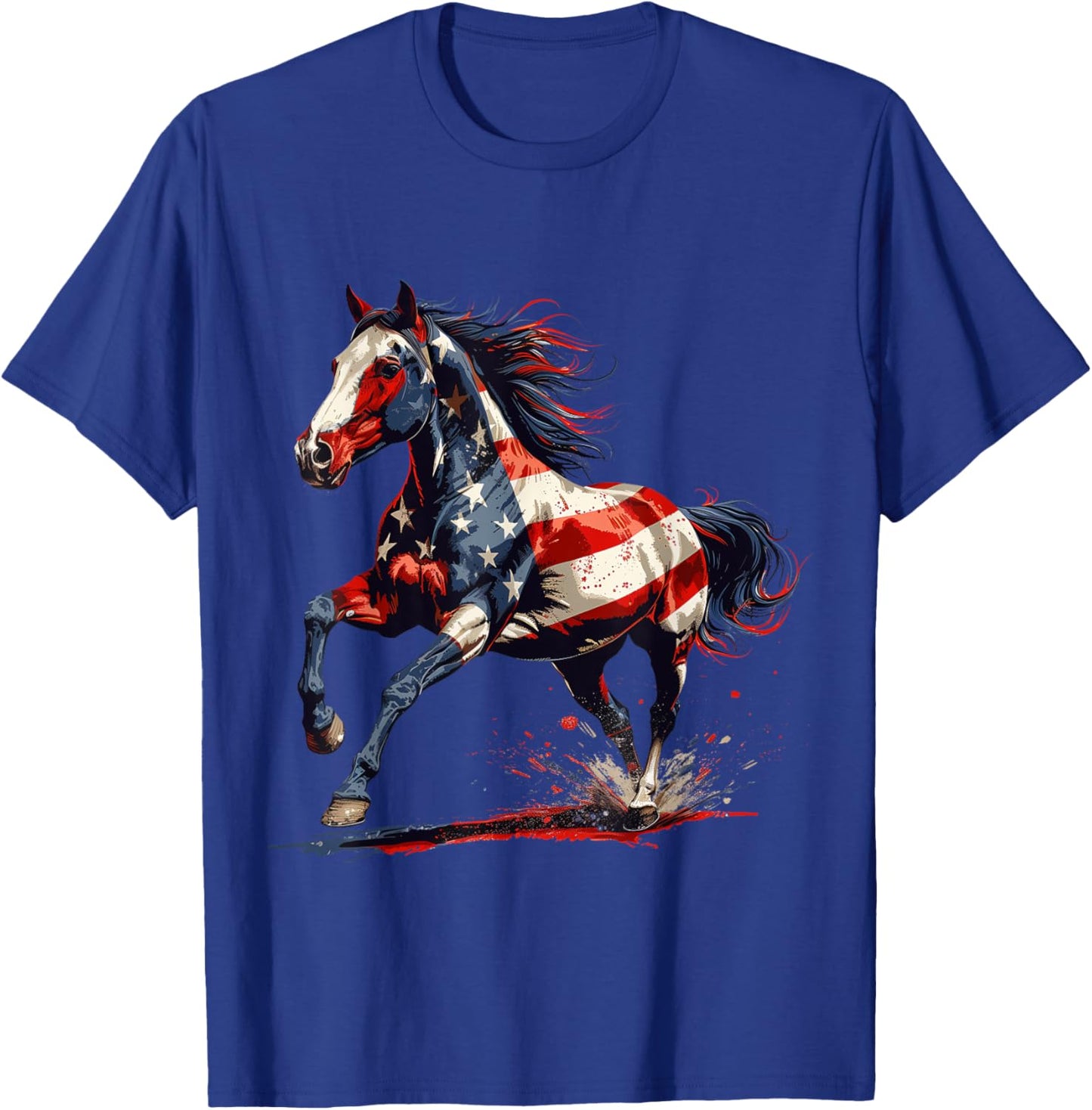 Patriotic Horse USA Flag Vintage Horse 4th Of July Women Men T-Shirt - T-Shirt | Royal