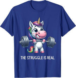 The Struggle Is Real Unicorn Weightlifting Fitness Gym T-Shirt - T-Shirt | Royal
