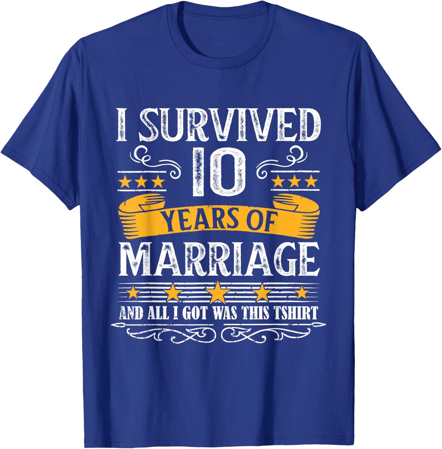 10th Wedding Anniversary shirt Couples Husband Wife 10 Years T-Shirt - T-Shirt | Royal