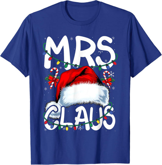 Mr and Mrs Claus Couples Matching Christmas Pajamas Santa T-Shirt - T-Shirt | Royal