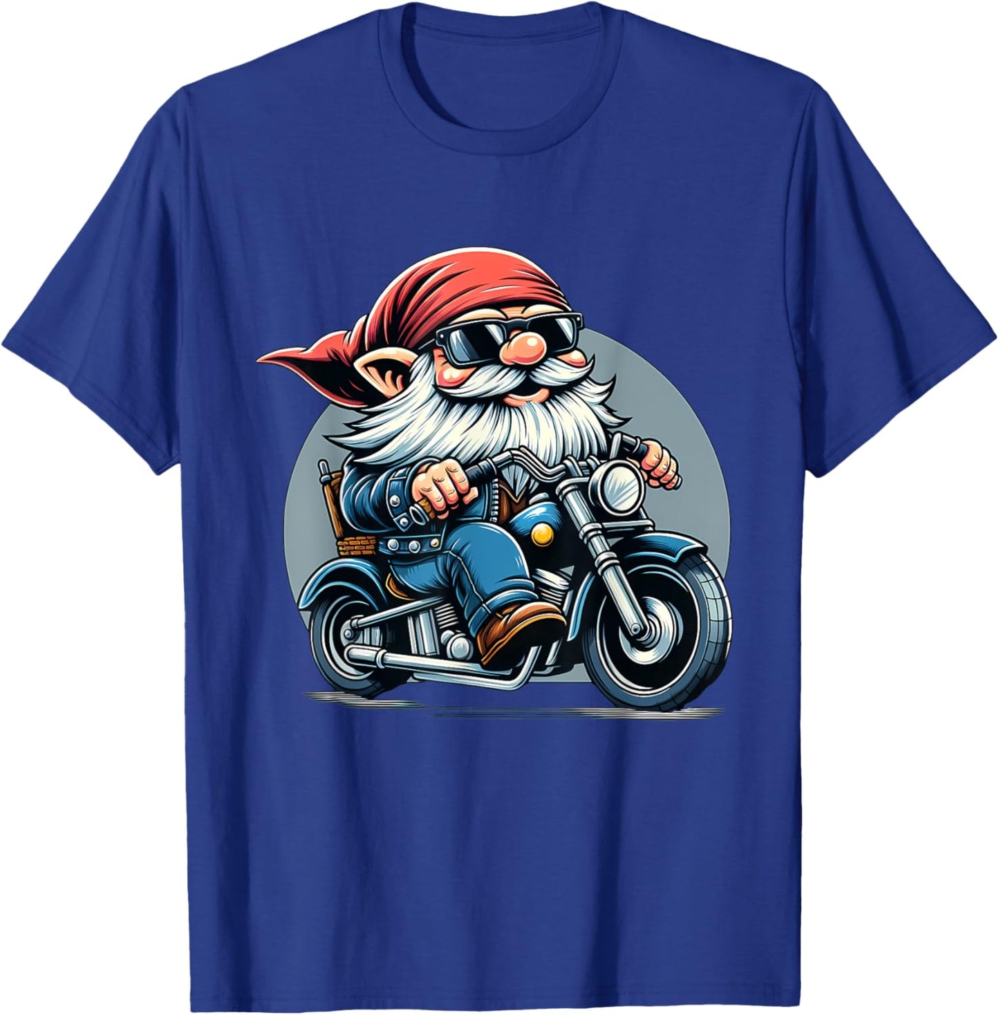 Biker Gnome Riding Motorbike T-Shirt - T-Shirt | Royal