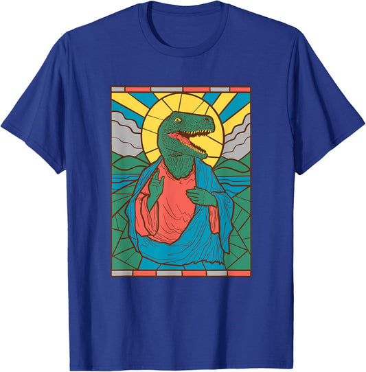 "Raptor Jesus" Dinosaur Christ Meme Holy Velociraptor T-Shirt - T-Shirt | Royal