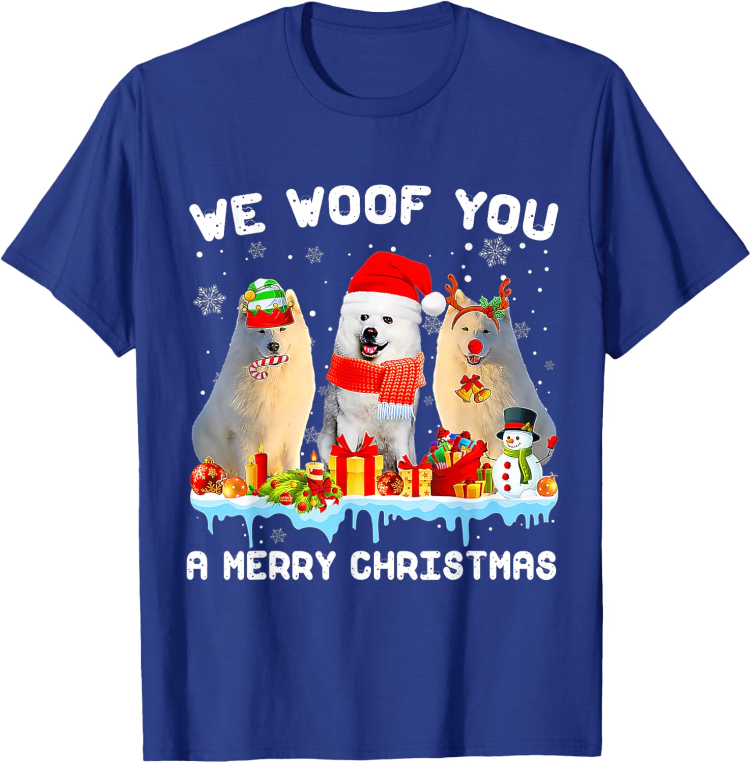 Funny Merry Woofmas American Eskimo Christmas Ornaments T-Shirt - T-Shirt | Royal