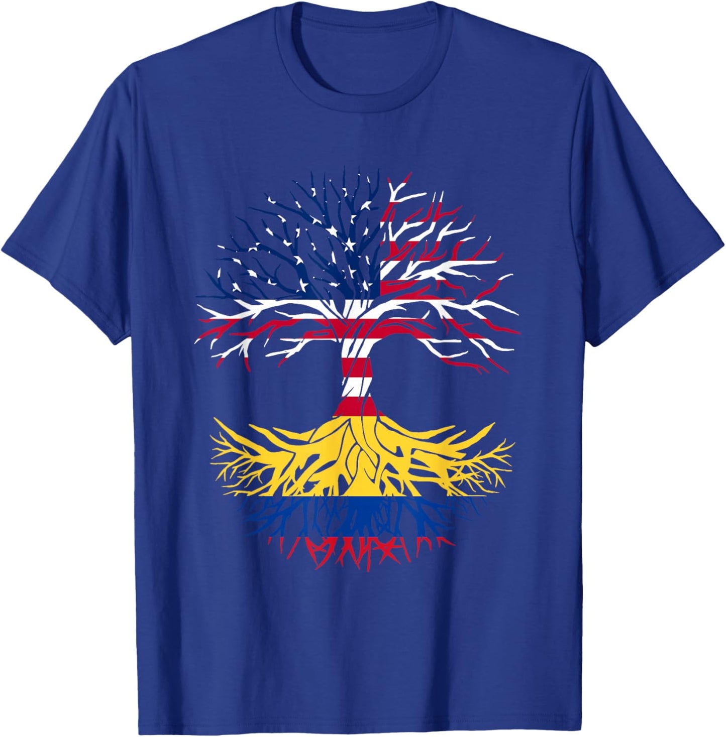 Colombian Roots American Grown Tree Flag USA Colombia Gift T-Shirt - T-Shirt | Royal