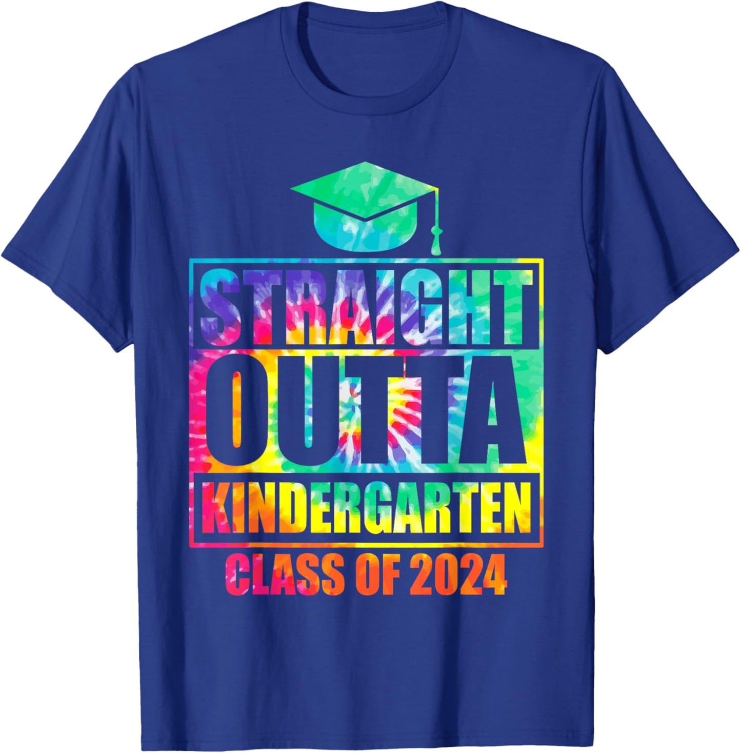 Straight Outta Kindergarten School Graduation Class Of 2024 T-Shirt - T-Shirt | Royal