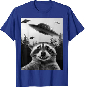 Alien UFO Funny Raccoon T-Shirt - T-Shirt | Royal