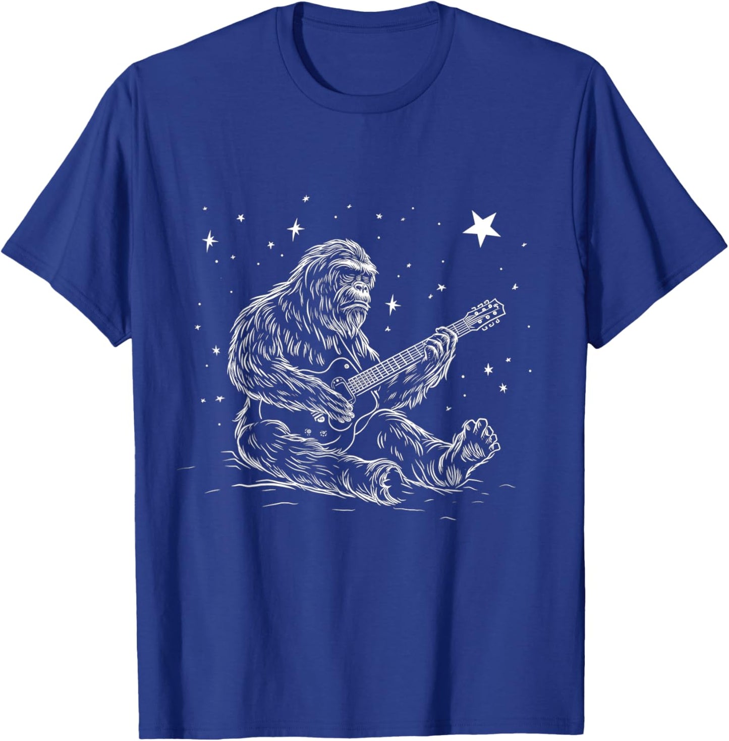 Bigfoot Playing Guitar Player Funny Sasquatch Guitarist T-Shirt - T-Shirt | Royal