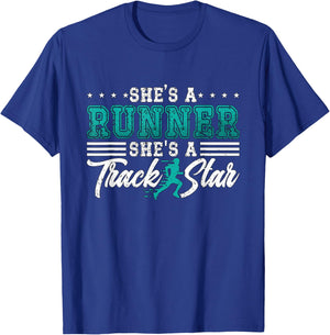 She's A Runner She's A Track Field Thrower Track And Field T-Shirt - T-Shirt | Royal