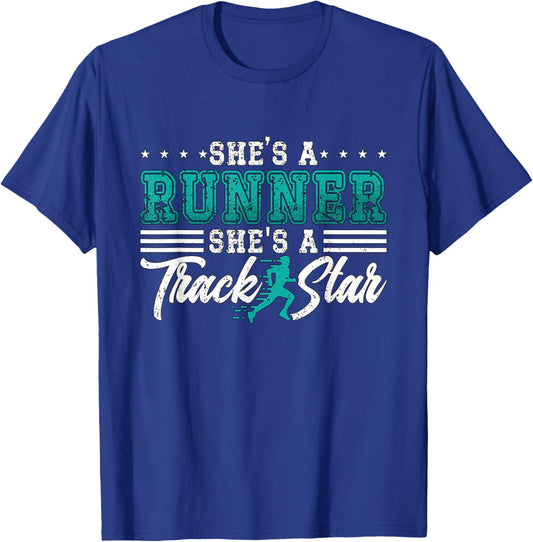 She's A Runner She's A Track Field Thrower Track And Field T-Shirt - T-Shirt | Royal