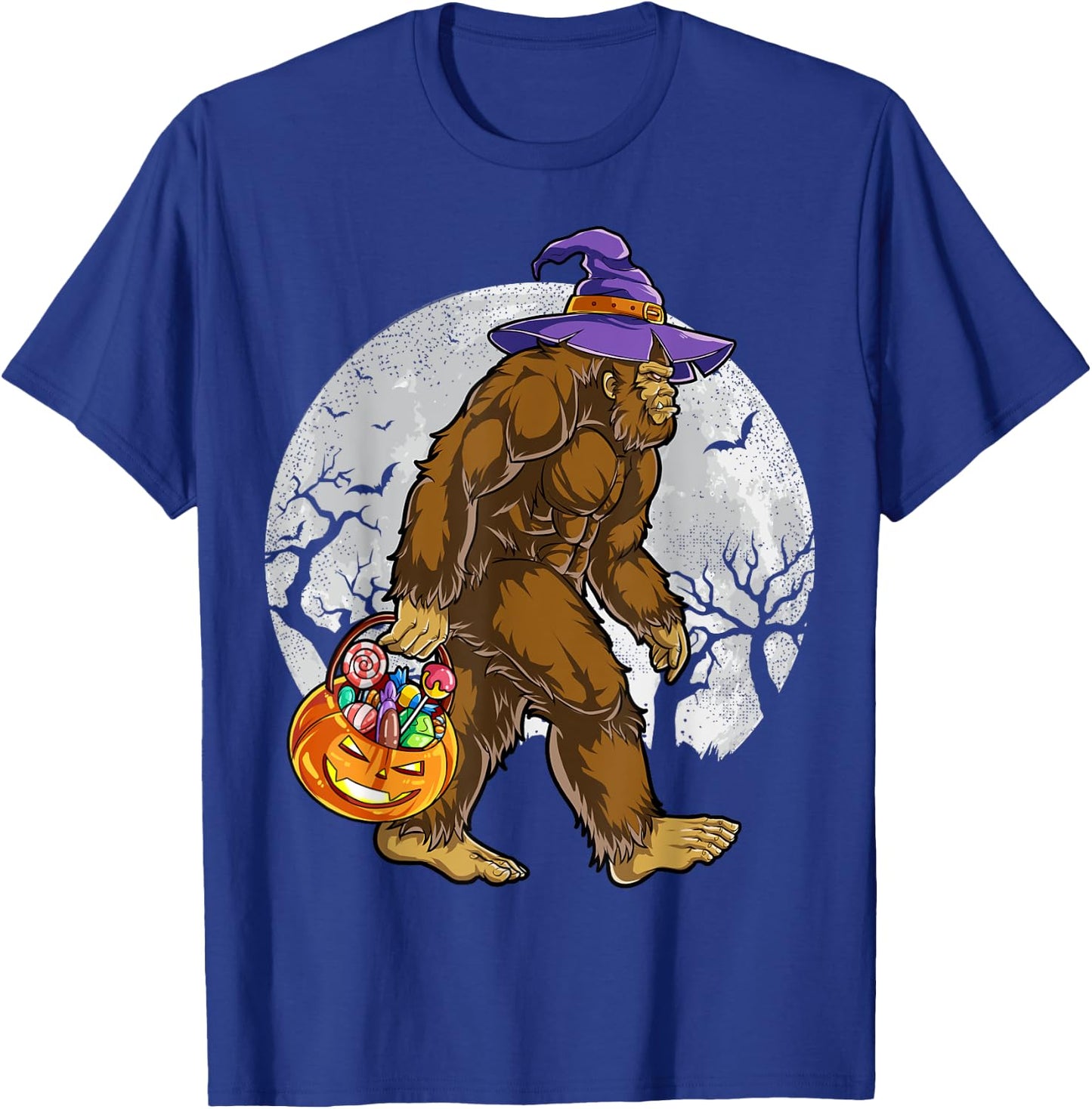 Bigfoot Witch Pumpkin Halloween Girls Women Sasquatch Lovers T-Shirt - T-Shirt | Royal