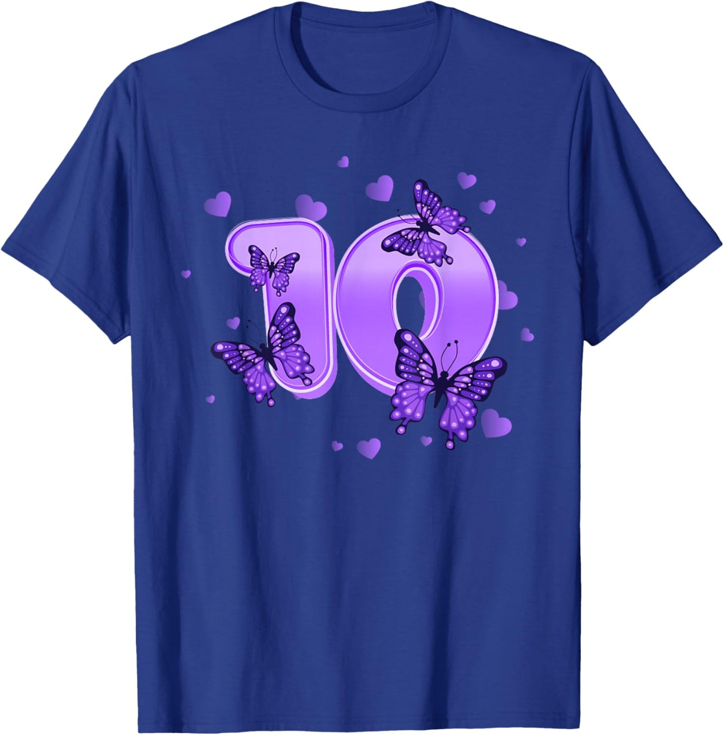 10th Birthday Cute Butterfly for 10 years old Girl Women T-Shirt - T-Shirt | Royal