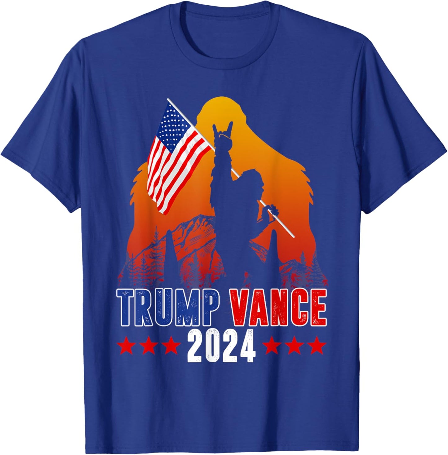 Trump Vance 2024 For President VP USA Election Bigfoot T-Shirt - T-Shirt | Royal
