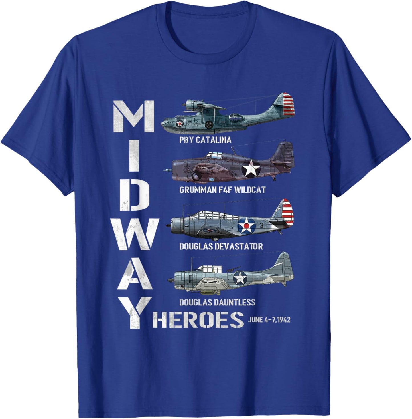 The Battle of Midway Plane Spotting American WW2 Aircraft T-Shirt - T-Shirt | Royal