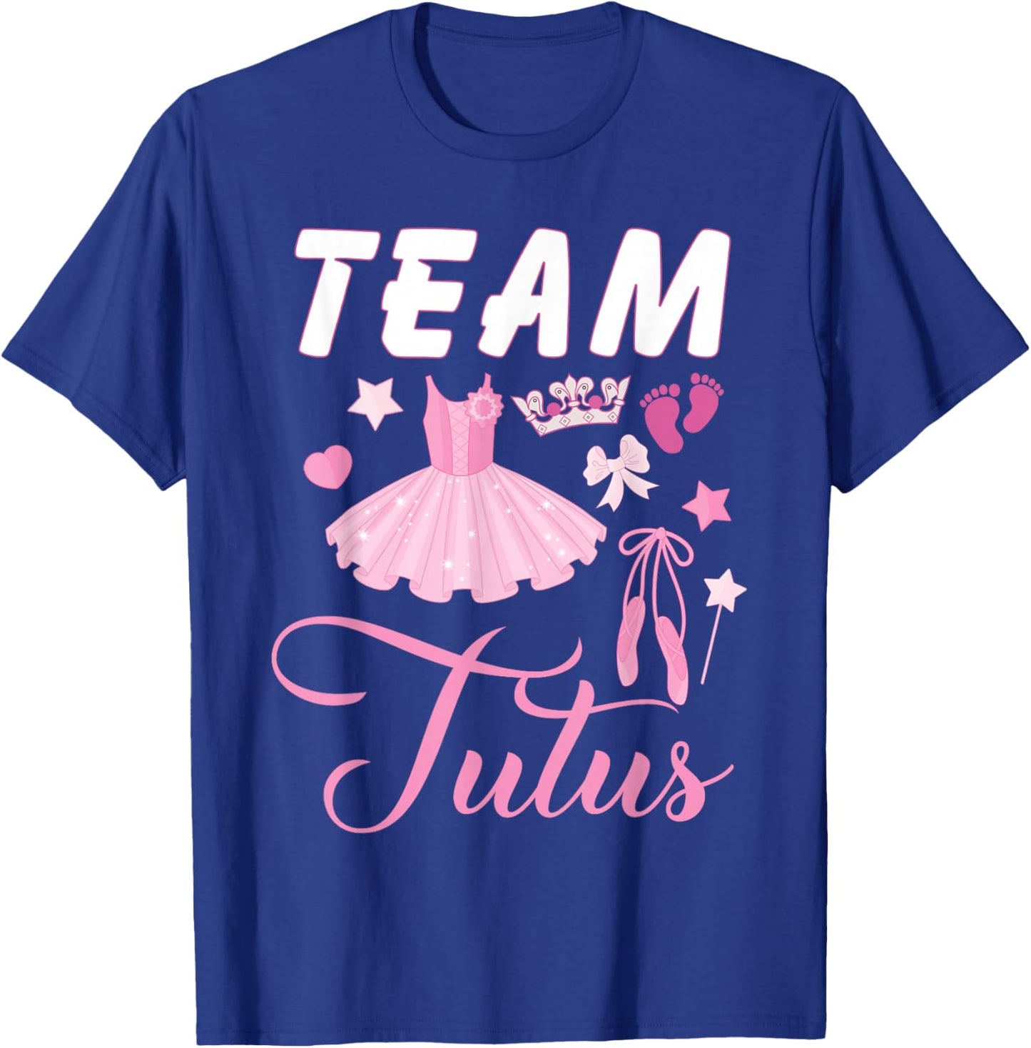 Touchdowns or Tutus Gender Reveal Baby Shower Team Boy Girl T-Shirt - T-Shirt | Royal