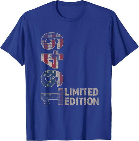 76th Birthday Gift men Vintage born 1949 turning 76 Year Old T-Shirt - T-Shirt | Royal