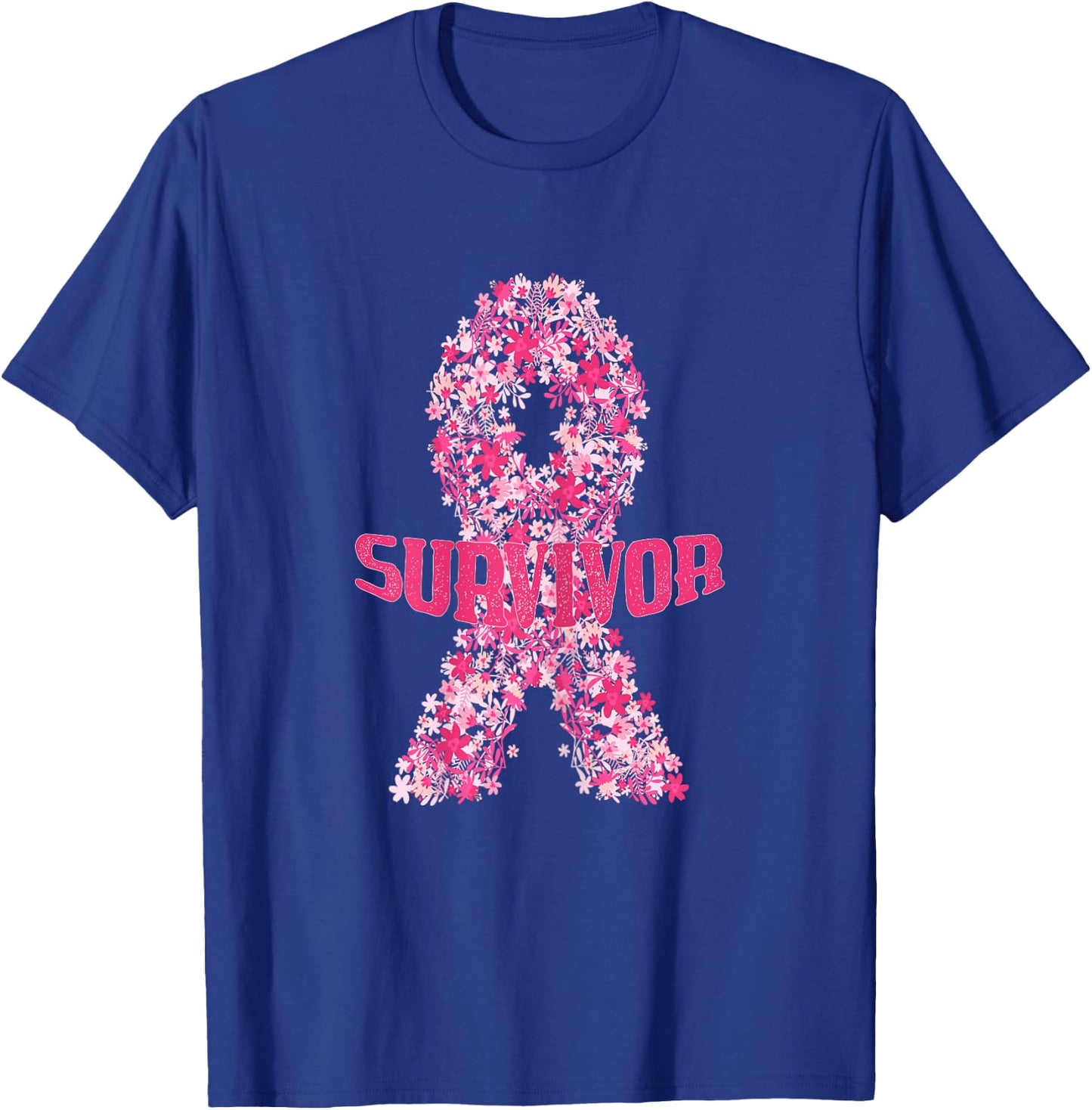 I'm a Survivor - Pink Flower Ribbon Breast Cancer Awareness T-Shirt - T-Shirt | Royal