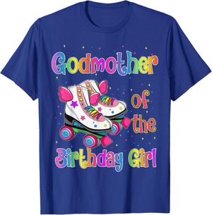 Godmother Birthday Girl Rolling Skate Birthday family Party T-Shirt - T-Shirt | Royal