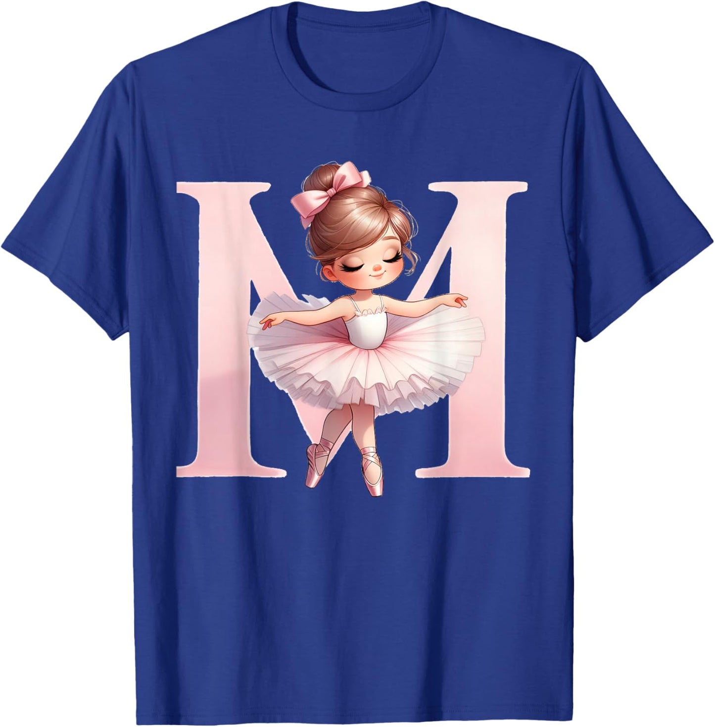 Ballerina Girl Dancing Name First Letter M Girly Tutu Ballet T-Shirt - T-Shirt | Royal