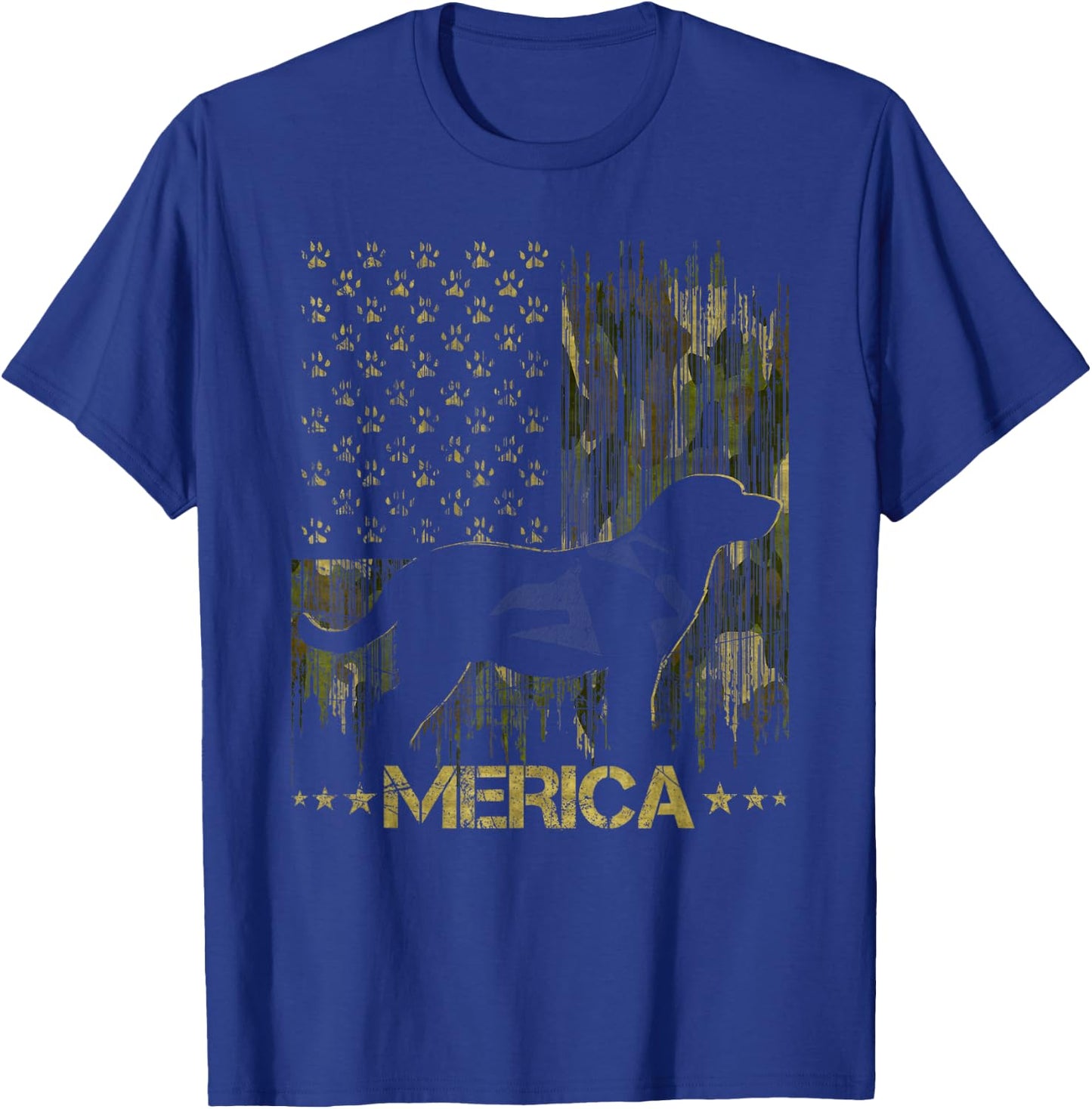Vintage Camouflage USA Flag Merica Labrador Dog Silhouette Women Kids T-Shirt - T-Shirt | Royal
