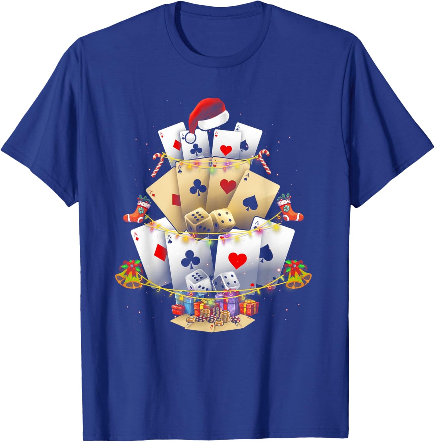 Gambling Poker Game Xmas Lighting Christmas Tree Adult T-Shirt - T-Shirt | Royal