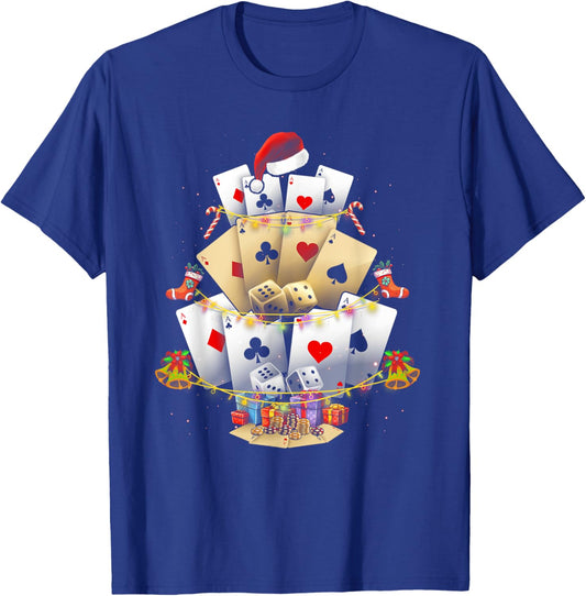 Gambling Poker Game Xmas Lighting Christmas Tree Adult T-Shirt - T-Shirt | Royal