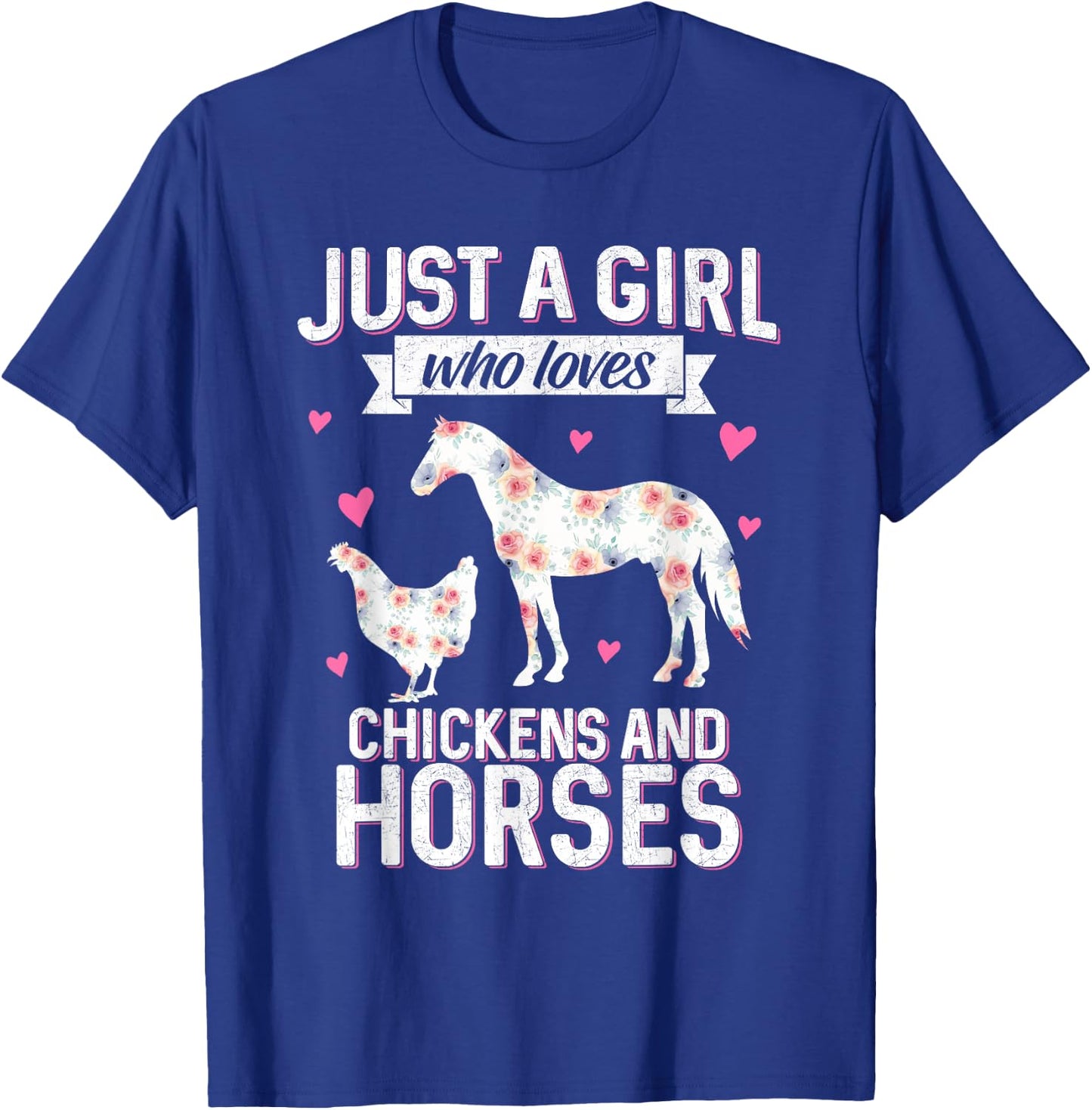 Just A Girl Who Loves Chickens Horse Lover Women Farmer T-Shirt - T-Shirt | Royal