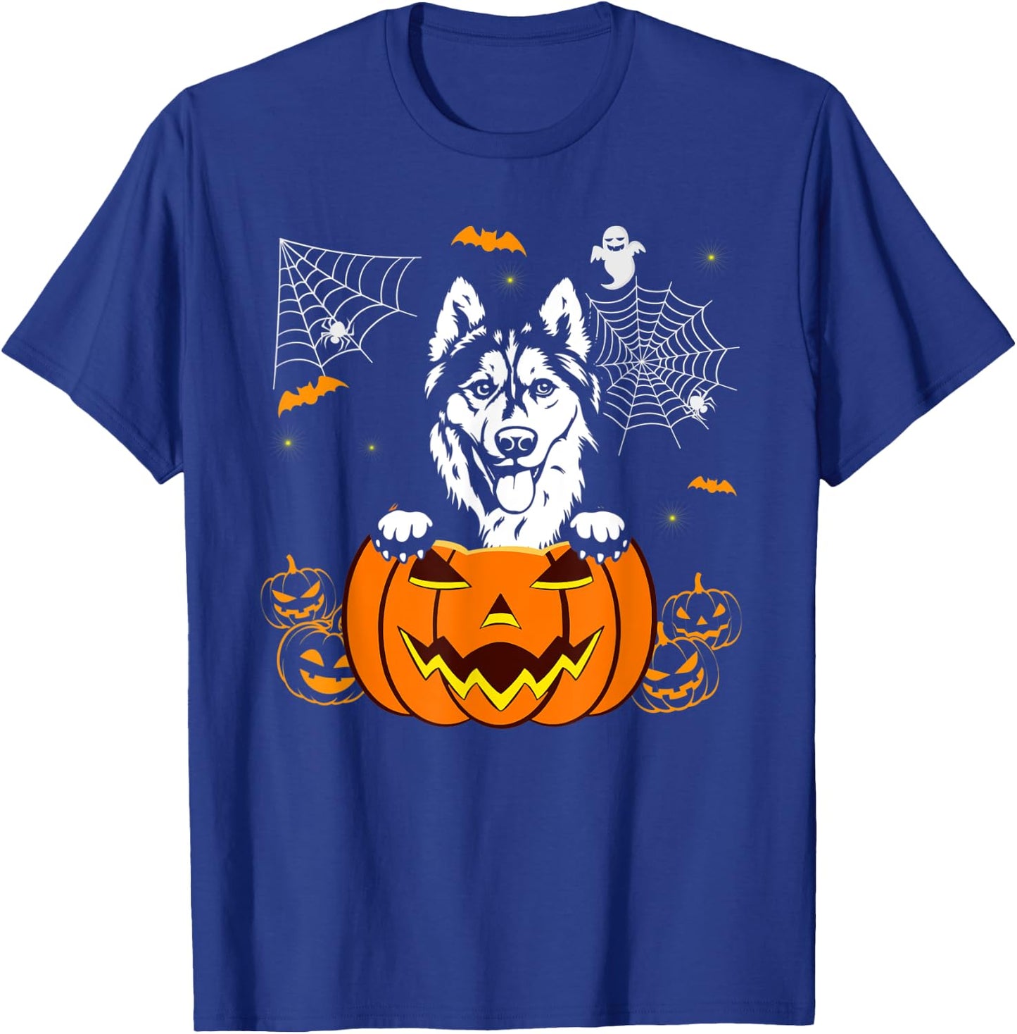 Siberian Husky Pumpkin Funny Halloween Costume Dog Lover Men Women Kids T-Shirt - T-Shirt | Royal