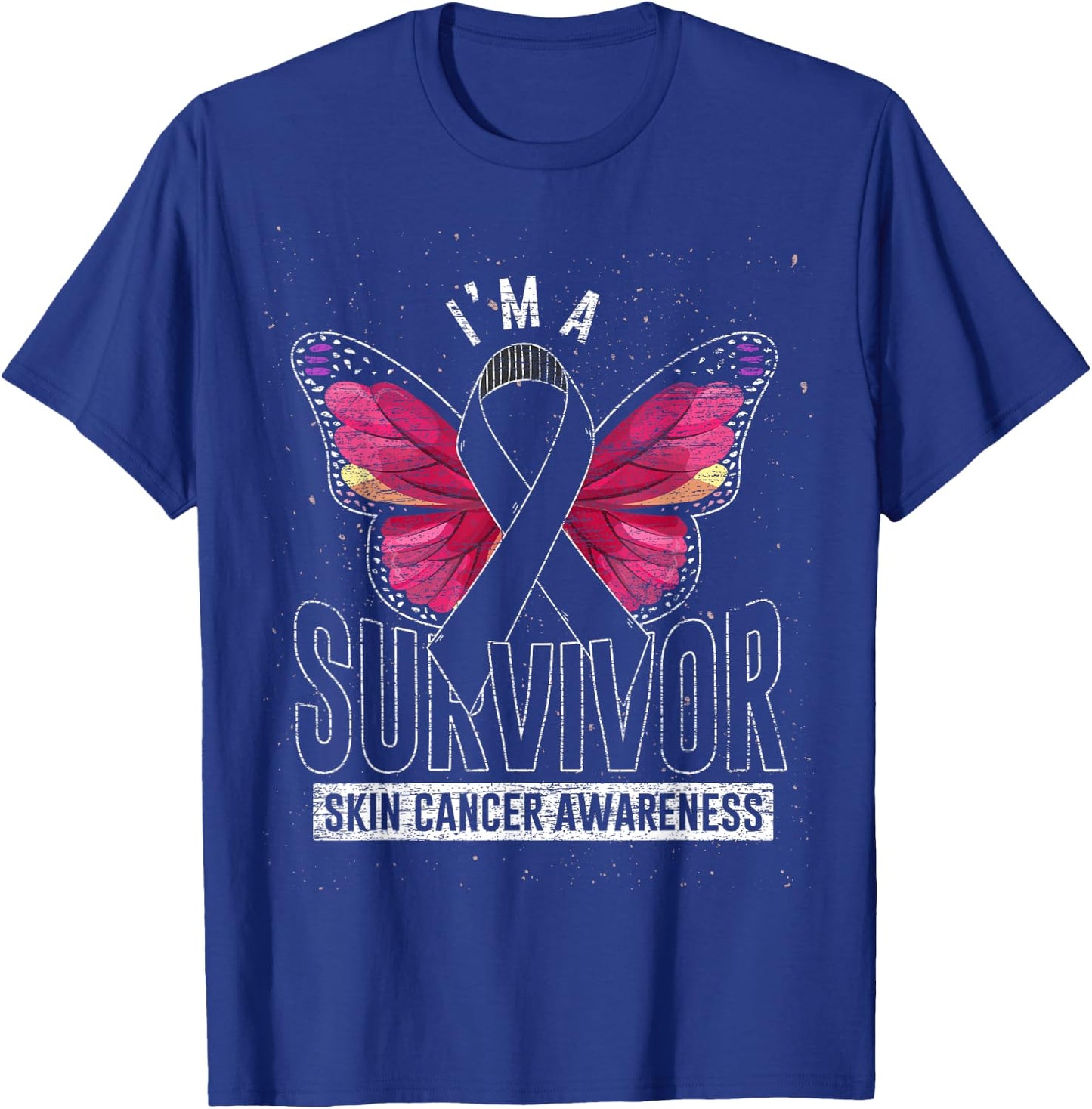 Cancer Survivor Butterfly Melanoma Awareness Skin Cancer T-Shirt - T-Shirt | Royal