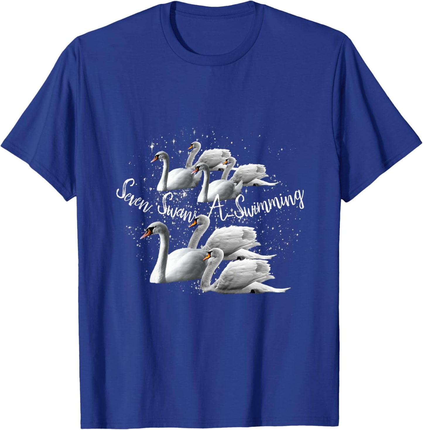 Seven Swans A Swimming, 12 Twelve Days Christmas, 7 Swan T-Shirt - T-Shirt | Royal