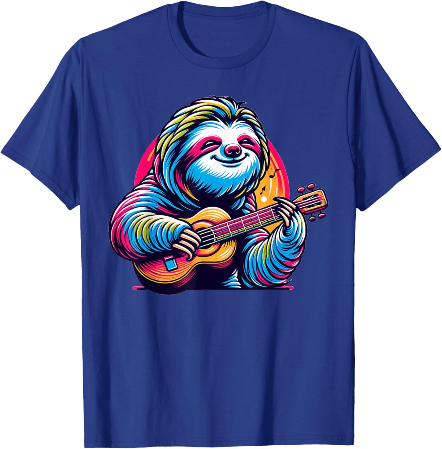Cute Sloth Playing Guitar Sloths Musician Music T-Shirt - T-Shirt | Royal