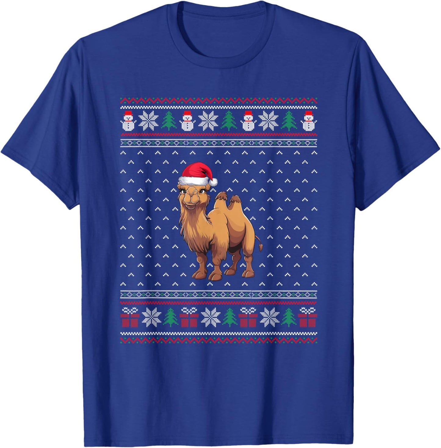 Bactrian Camel Wearing Santa Hat Xmas Bactrian Camel Lovers T-Shirt - T-Shirt | Royal