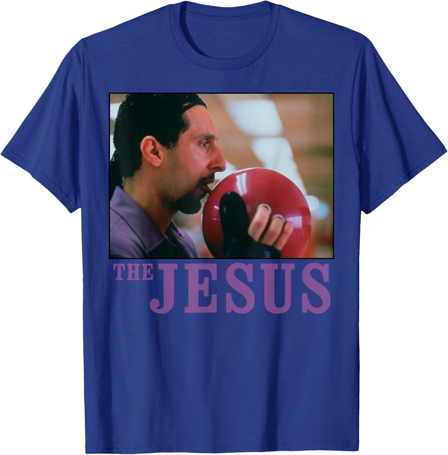 The Big Lebowski Jesus Licking the Bowling Ball T-Shirt - T-Shirt | Royal