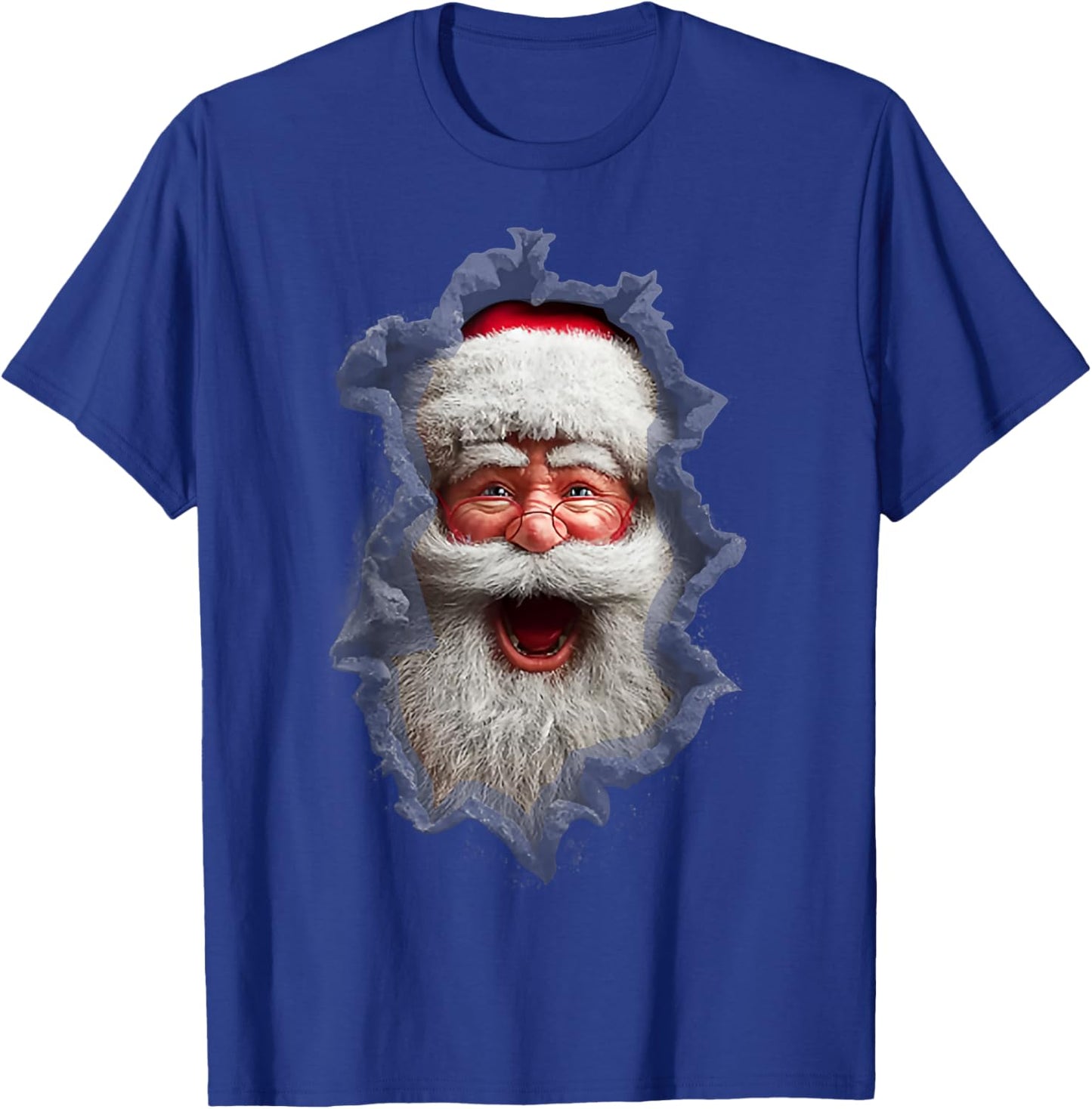 Men's Christmas Ripped Santa Claus Print T-Shirt - T-Shirt | Royal