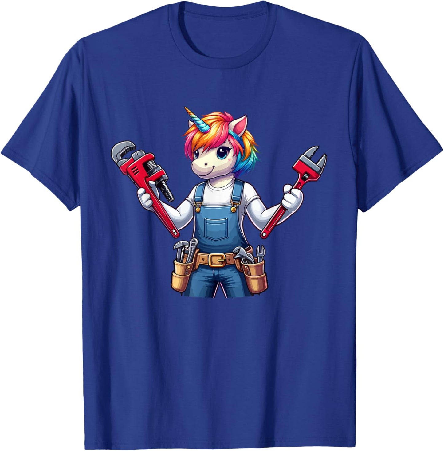 Plumber Job Matching Team Costume Colorful Unicorn Lover T-Shirt - T-Shirt | Royal