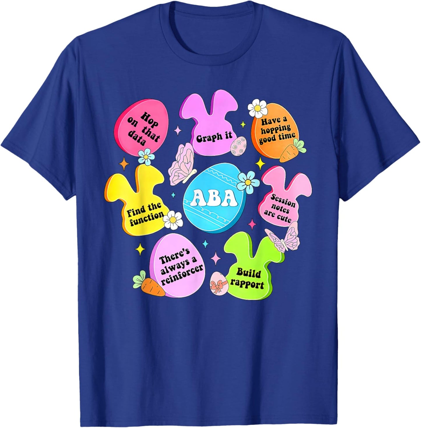 Retro ABA Therapist Happy Easter Bunny Eggs Behavior Analyst T-Shirt - T-Shirt | Royal