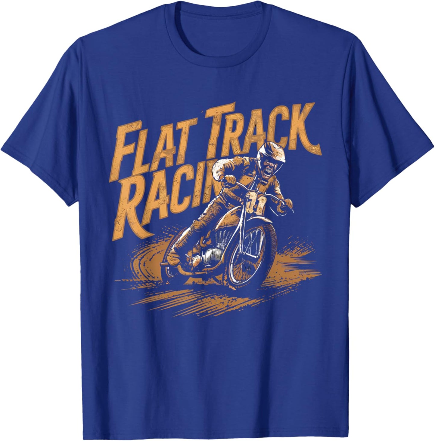 Flat Track Motorcycle Racing American Flag Speedway Dirt T-Shirt - T-Shirt | Royal