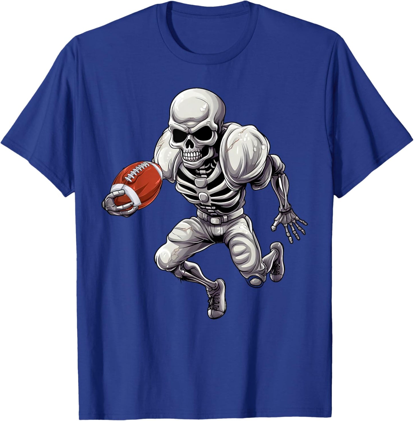 Football Skeleton Playing Football Halloween Skull Lover T-Shirt - T-Shirt | Royal
