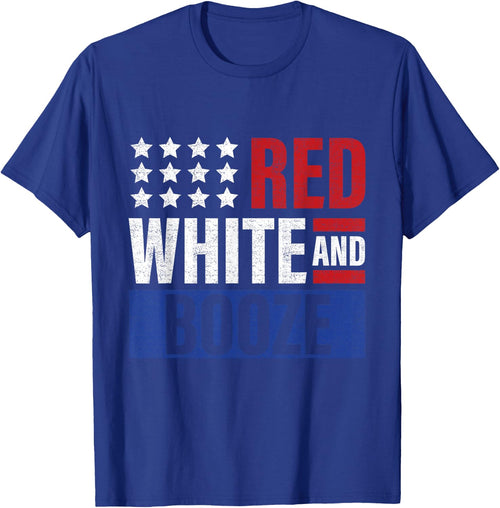 Red White and Booze Shirt Women Men 4th July Drinking