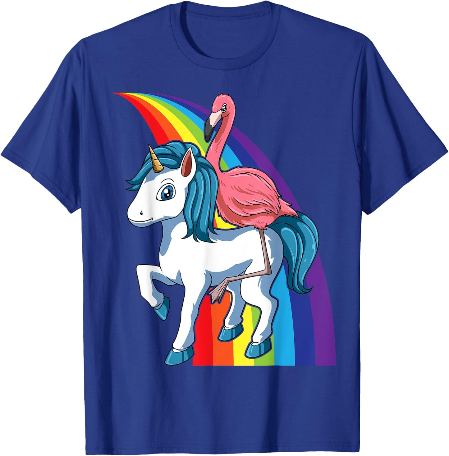 Flamingo Riding Unicorn Rainbow Flamingo Lovers Unicorn T-Shirt - T-Shirt | Royal