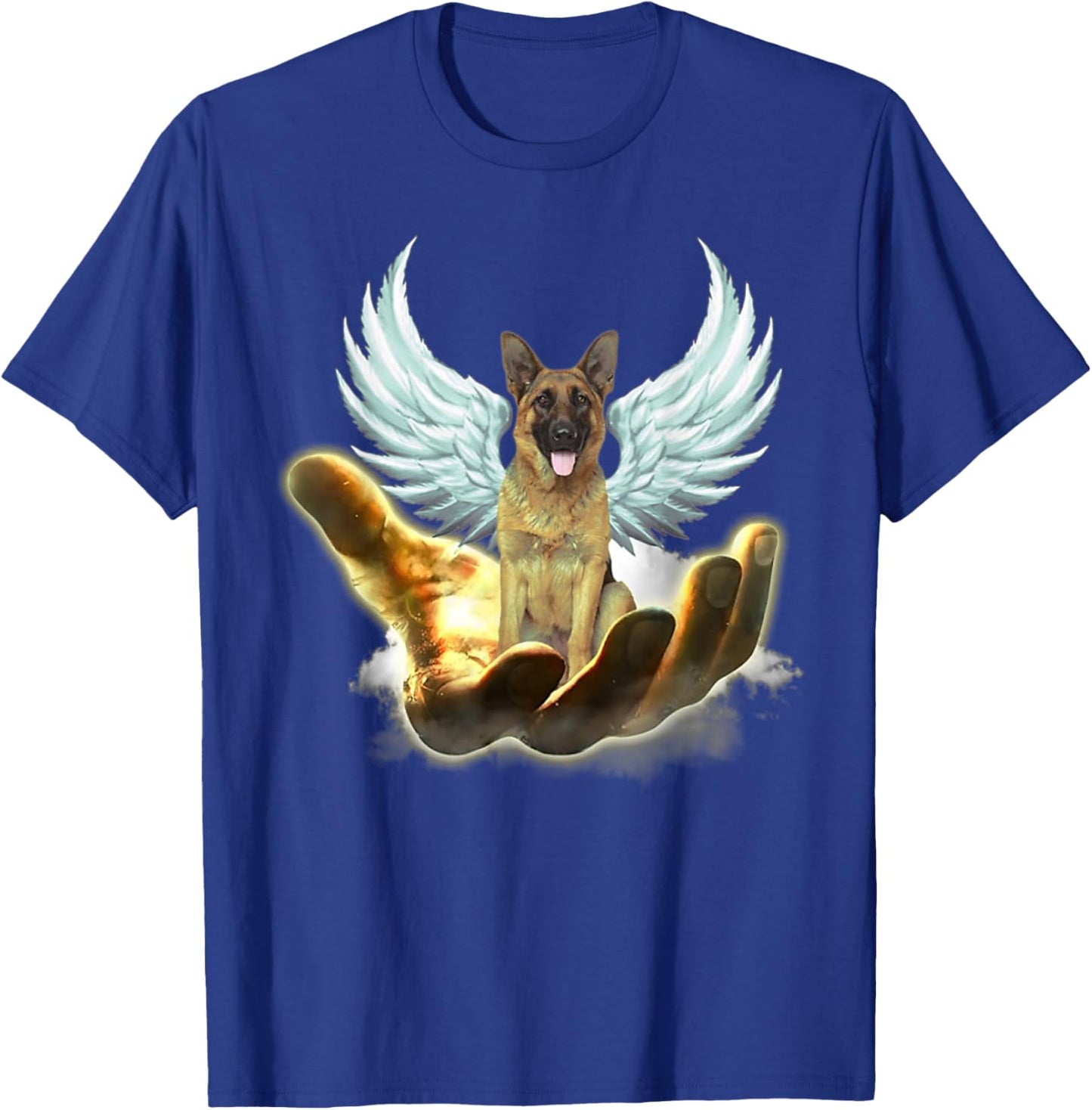 Angel German Shepherd Golden Hand Heaven Wings God T-Shirt - T-Shirt | Royal