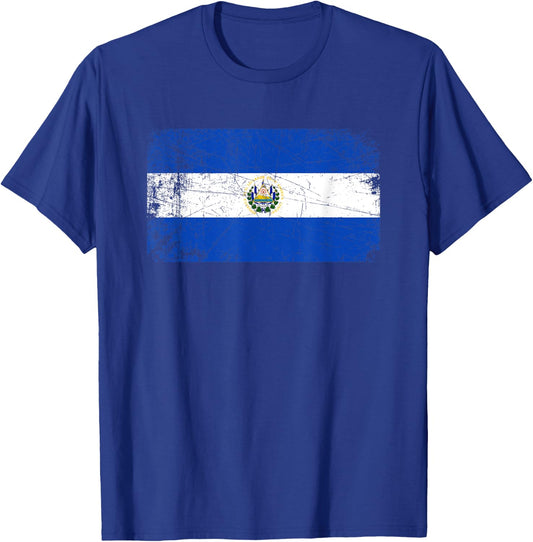 Vintage Made In EL SALVADOR SALVADORAN Flag Gift T-Shirt - T-Shirt | Royal