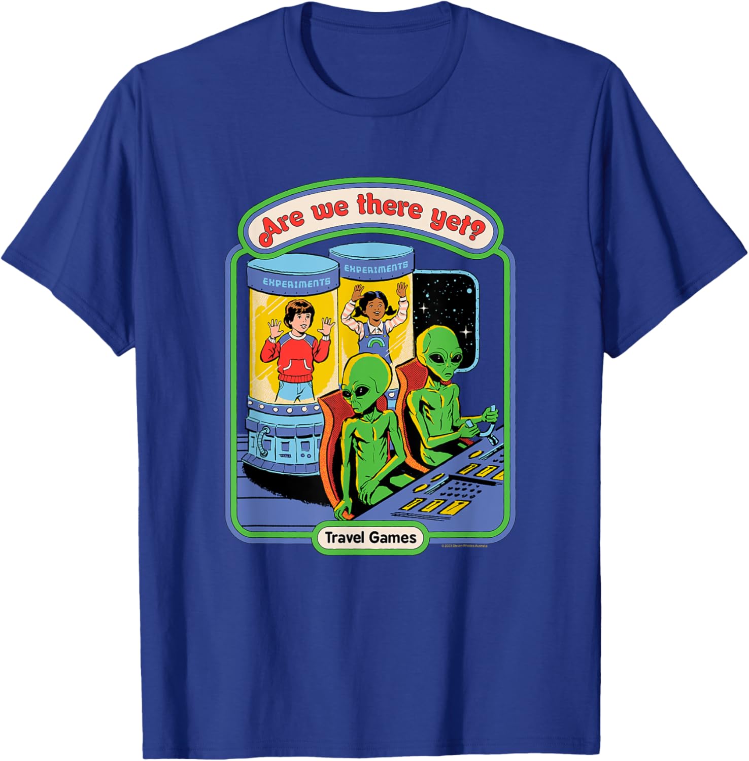 Steven Rhodes are We There Yet? Alien Games Retro Dark Humor T-Shirt - T-Shirt | Royal