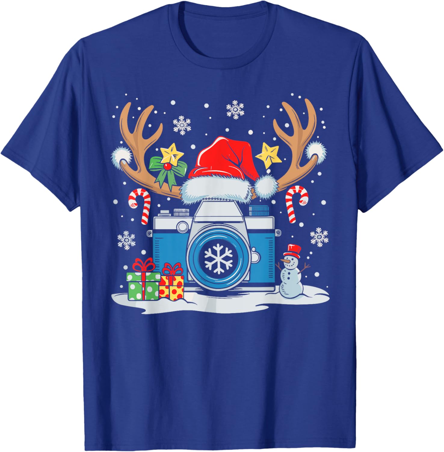 Xmas Photography Santa Hat Reindeer Photographer Christmas T-Shirt - T-Shirt | Royal