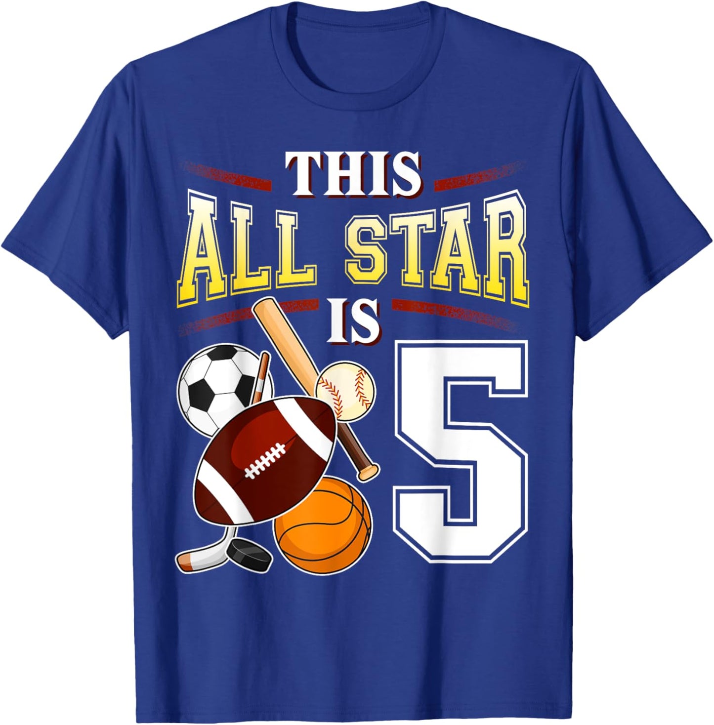 This All Star is 5 Years Old Gift Kids 5th Birthday T-Shirt - T-Shirt | Royal